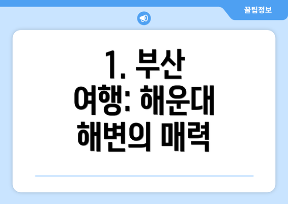 1. 부산 여행: 해운대 해변의 매력