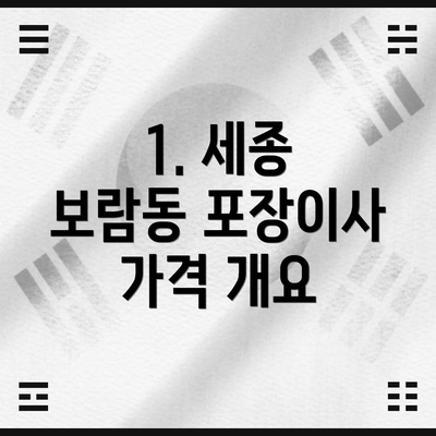 1. 세종 보람동 포장이사 가격 개요