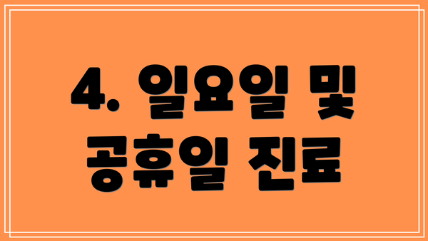 4. 일요일 및 공휴일 진료