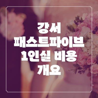 강서 패스트파이브 1인실 비용 개요