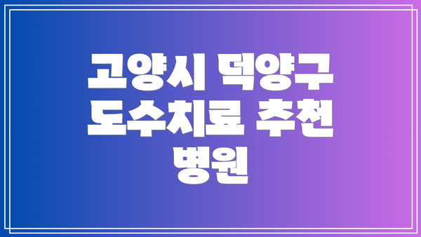 고양시 덕양구 도수치료 추천 병원