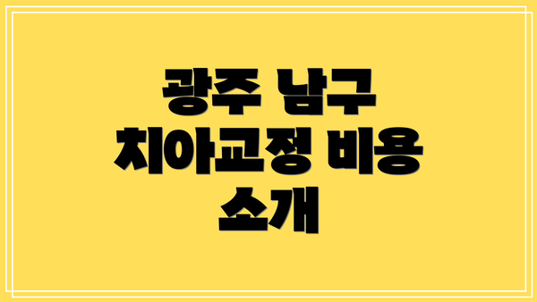 광주 남구 치아교정 비용 소개