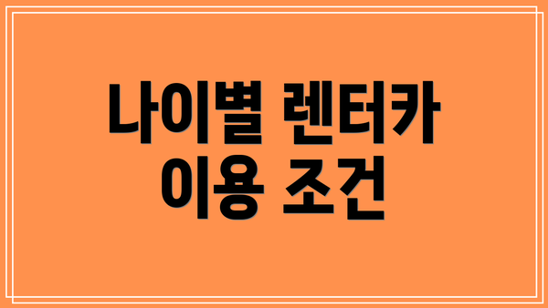 나이별 렌터카 이용 조건