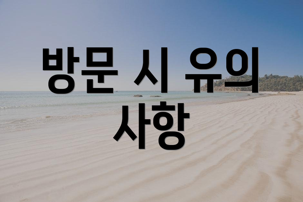 방문 시 유의 사항