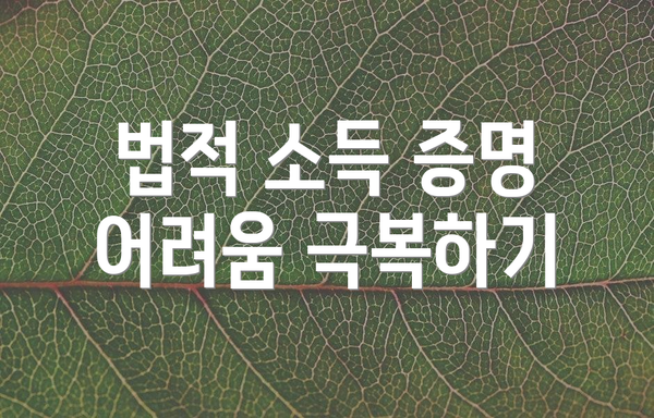 법적 소득 증명 어려움 극복하기