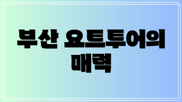 부산 요트투어의 매력