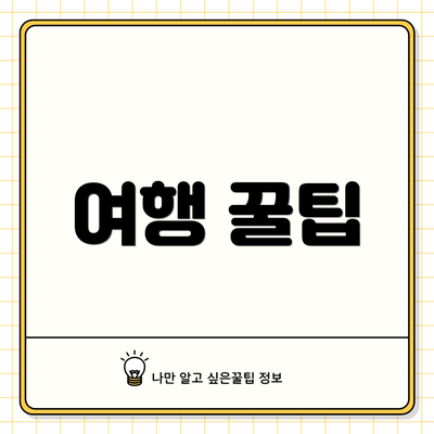 여행 꿀팁