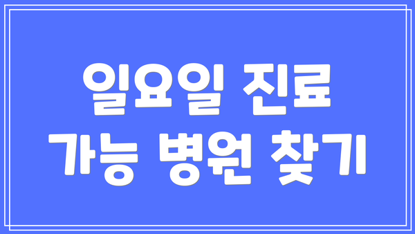 일요일 진료 가능 병원 찾기