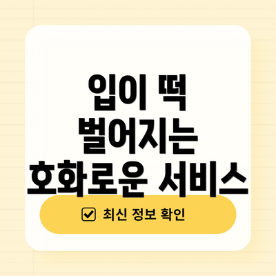 입이 떡 벌어지는 호화로운 서비스