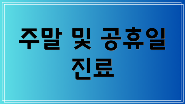 주말 및 공휴일 진료