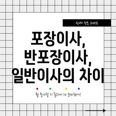 포장이사, 반포장이사, 일반이사의 차이