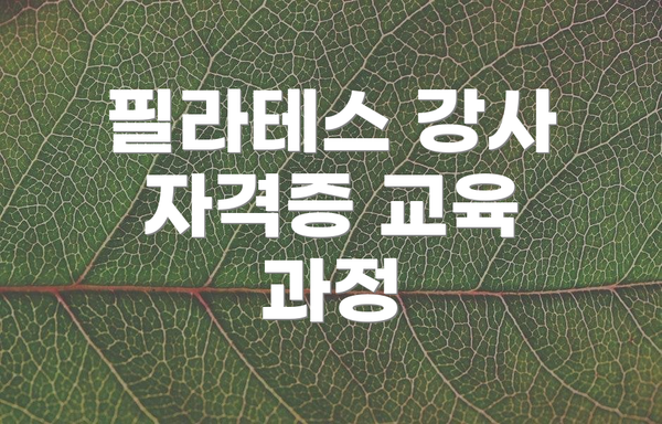 필라테스 강사 자격증 교육 과정