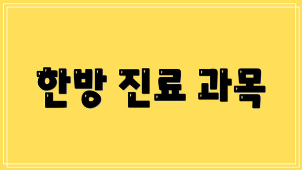 한방 진료 과목