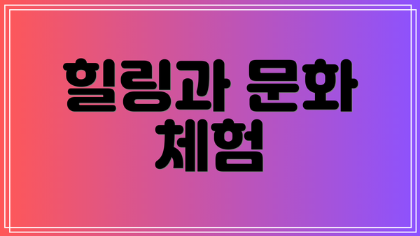 힐링과 문화 체험