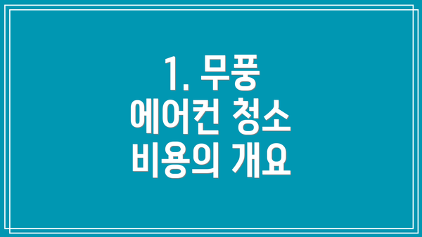 1. 무풍 에어컨 청소 비용의 개요