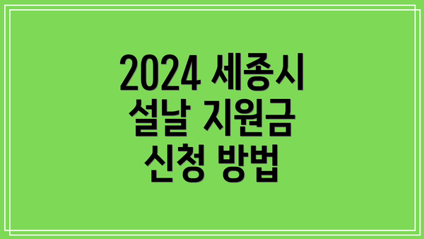 2024 세종시 설날 지원금 자격조건