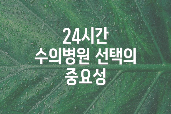 24시간 수의병원 선택의 중요성