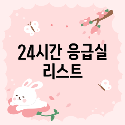 24시간 응급실 리스트