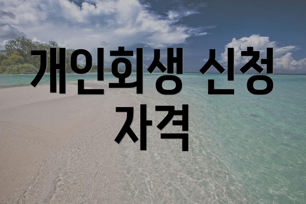 개인회생 신청 자격