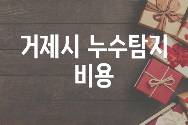 거제시 누수탐지 비용