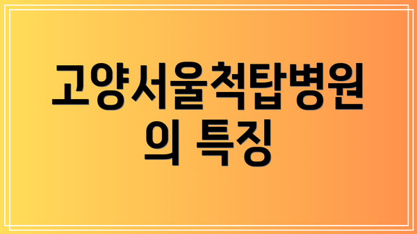 고양서울척탑병원의 특징