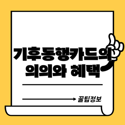기후동행카드의 의의와 혜택