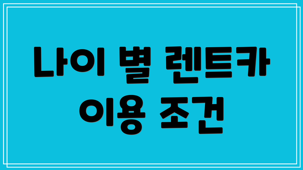 나이 별 렌트카 이용 조건