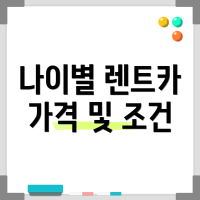 나이별 렌트카 가격 및 조건