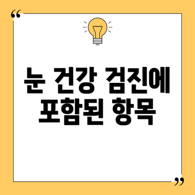 눈 건강 검진에 포함된 항목