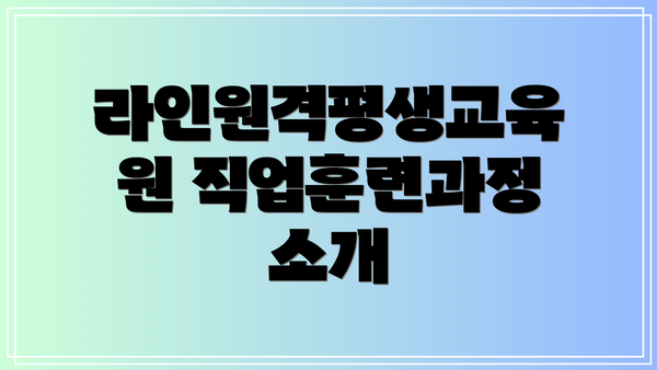 라인원격평생교육원 직업훈련과정 소개