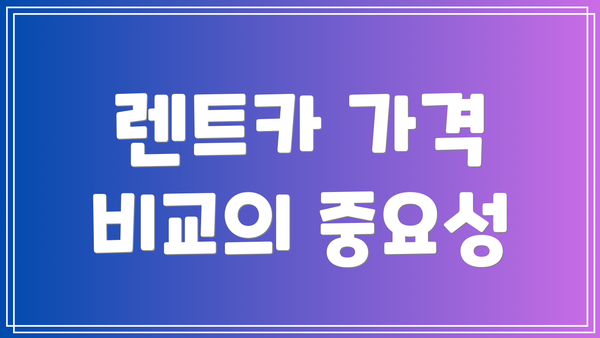 렌트카 가격 비교의 중요성