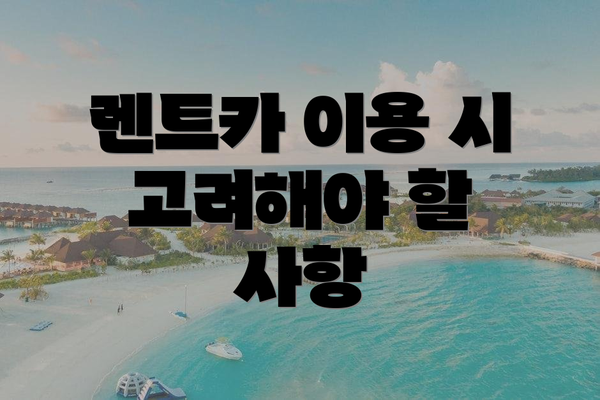 렌트카 이용 시 고려해야 할 사항