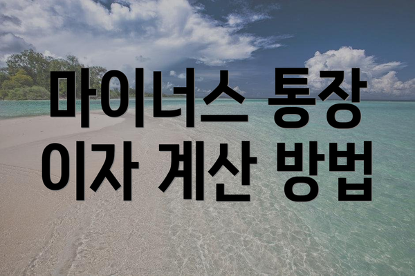 마이너스 통장 이자 계산 방법