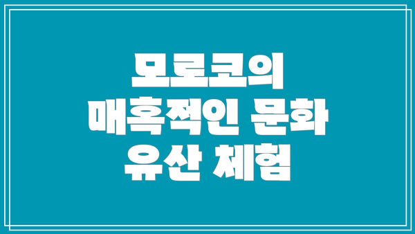 모로코의 매혹적인 문화 유산 체험
