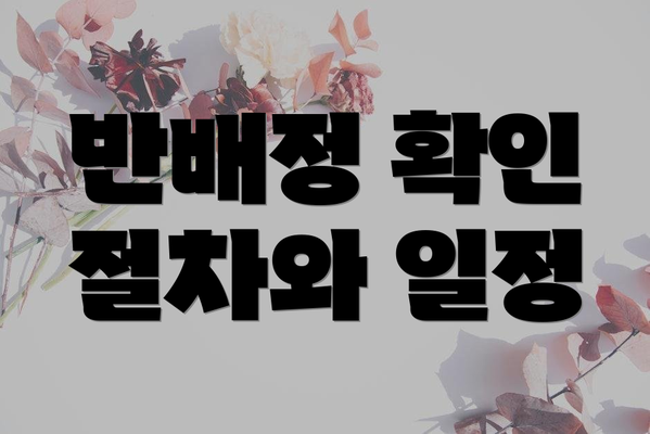 반배정 확인 절차와 일정
