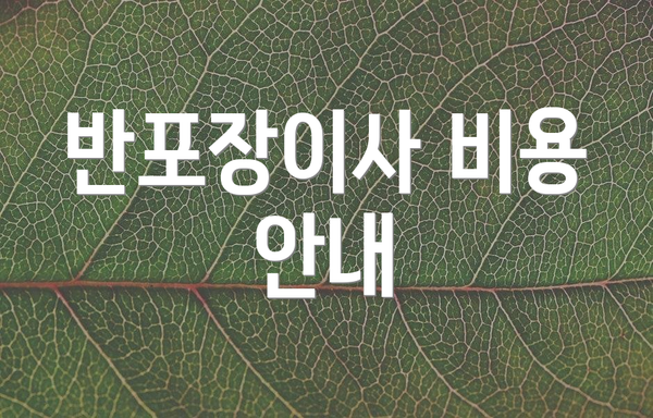 반포장이사 비용 안내