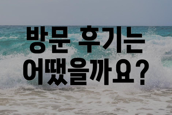방문 후기는 어땠을까요?