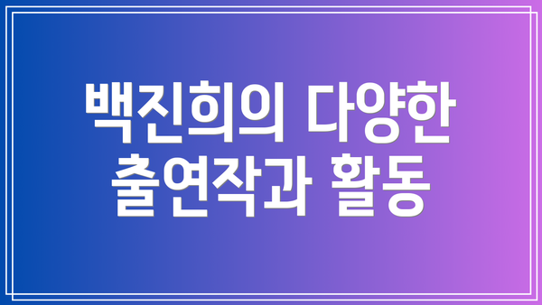 백진희의 다양한 출연작과 활동