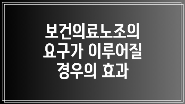 보건의료노조의 요구가 이루어질 경우의 효과