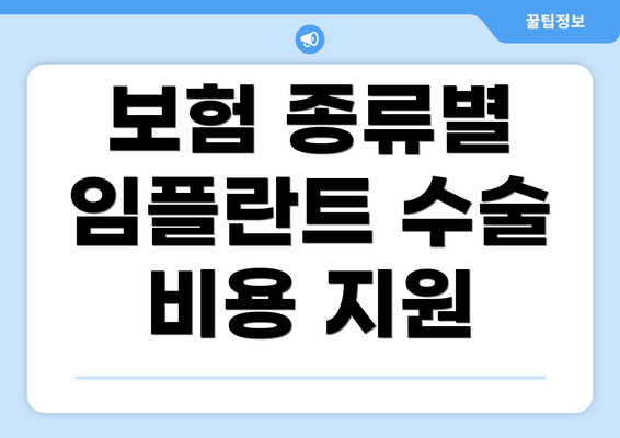 보험 종류별 임플란트 수술 비용 지원