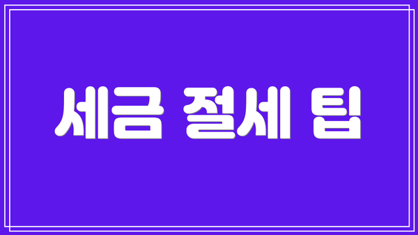 세금 절세 팁