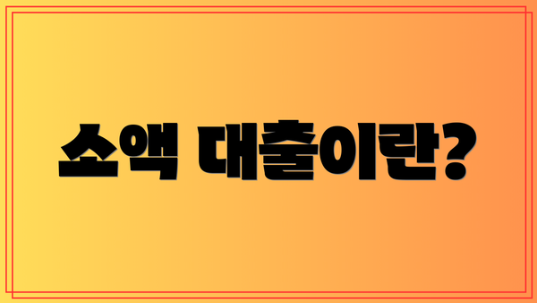 소액 대출이란?