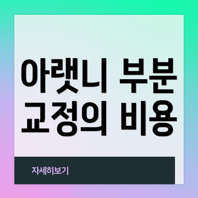아랫니 부분 교정의 비용