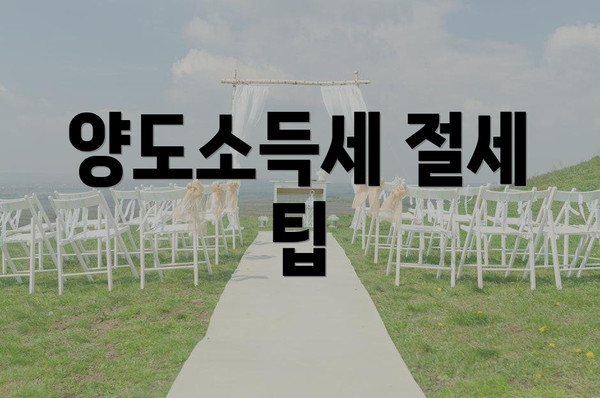 양도소득세 절세 팁