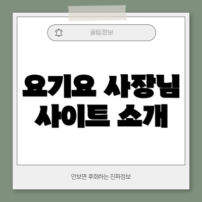 요기요 사장님 사이트 소개