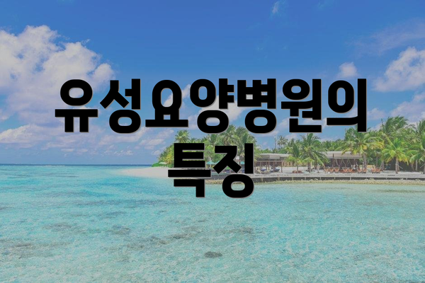 유성요양병원의 특징