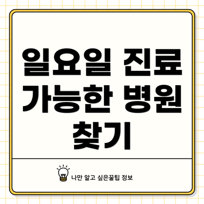 일요일 진료 가능한 병원 찾기