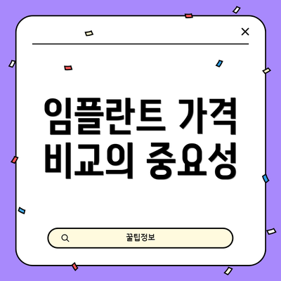 임플란트 가격 비교의 중요성