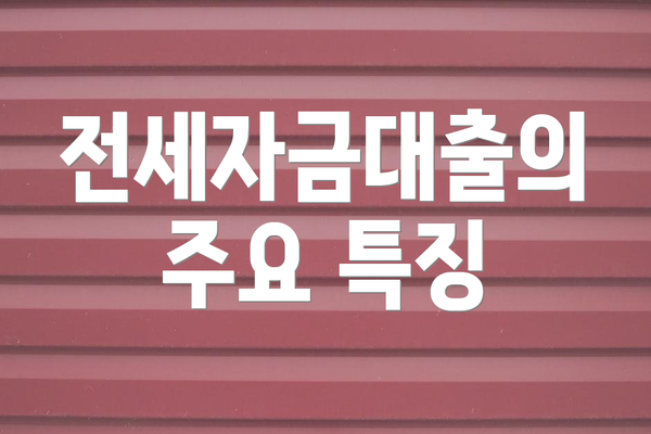 전세자금대출의 주요 특징