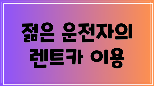 젊은 운전자의 렌트카 이용